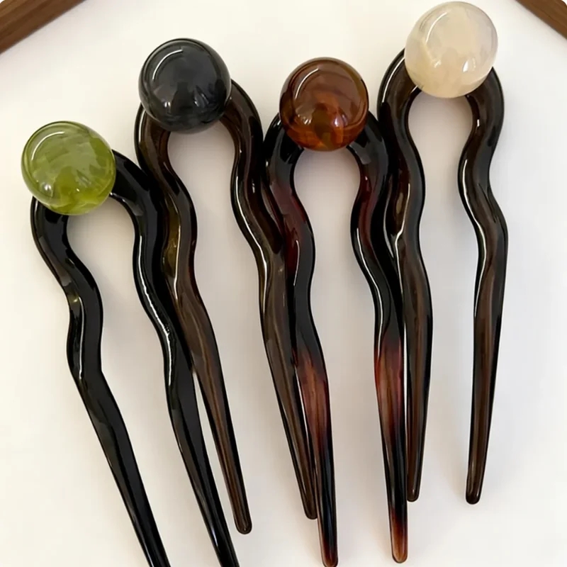 Tech Accessories For Women - Fashion Colored Pearl U-Shaped Hair Sticks