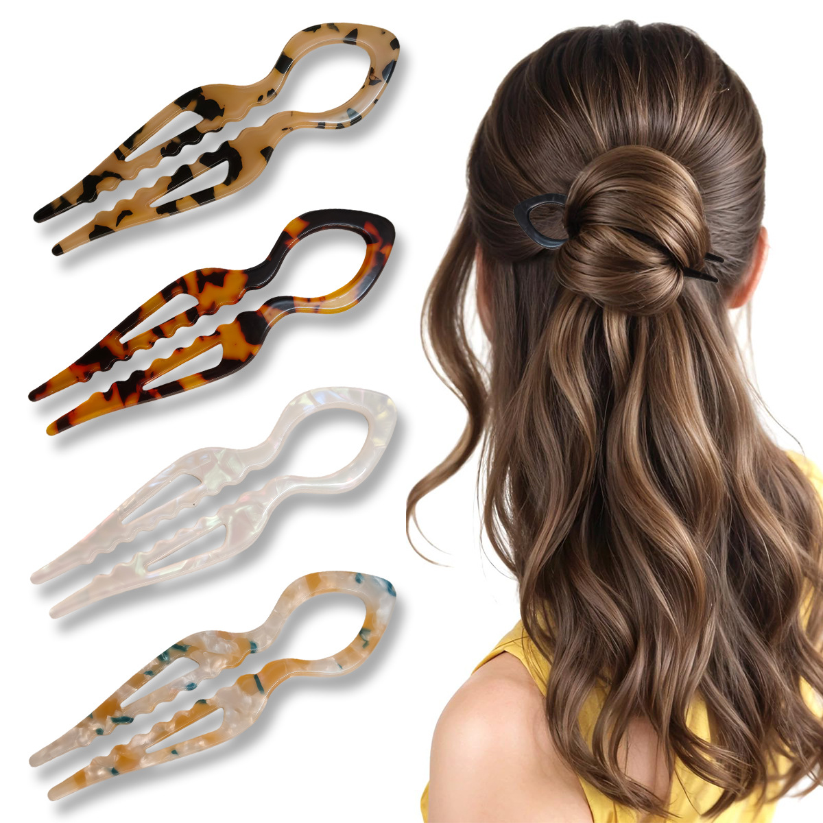 U-Shaped Hair Sticks Tortoises - Tech Accessories For Women recension och pris