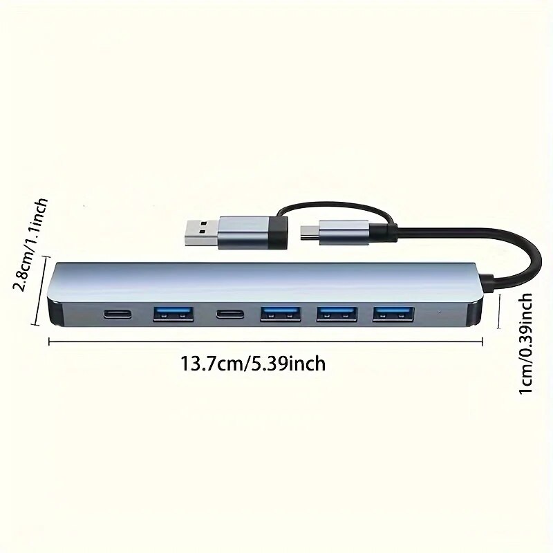 7 Ports USB 3.0 Type C Hub 7 i - Usb Hub 7 Port recension och pris