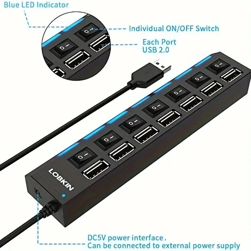 High Speed 4/7 Ports USB HUB 2 - Usb Hub 7 Port recension och pris