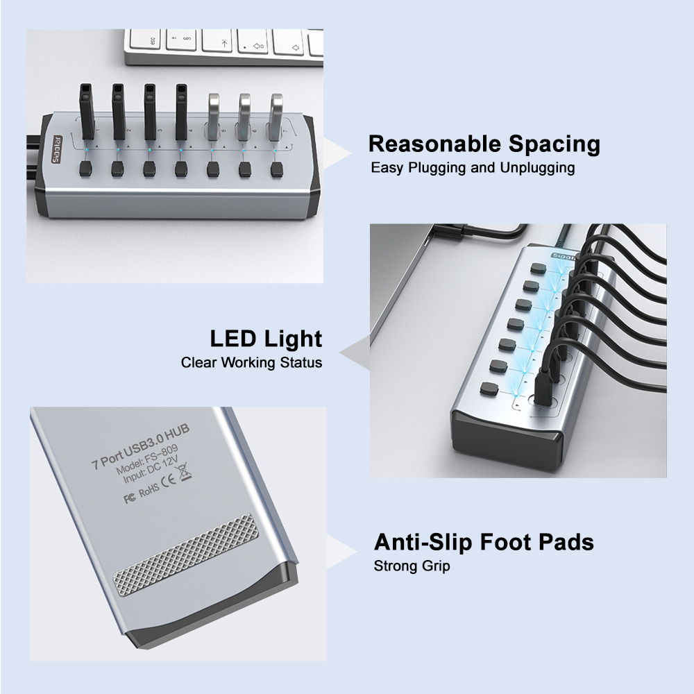 Sipolar USB Hub with BC1.2     - Usb Hub 7 Port recension och pris