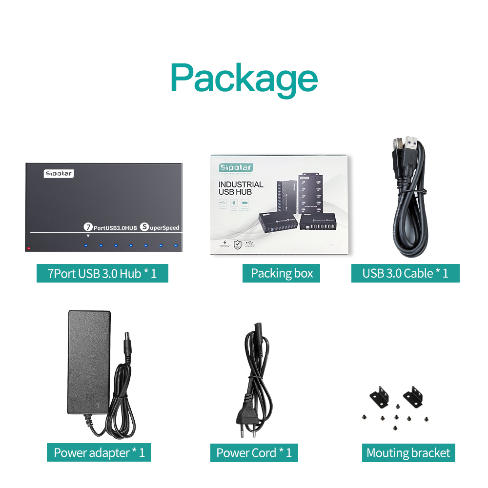 A173 7 Ports USB3.0 Metal Indu - Usb Hub 7 Port recension och pris