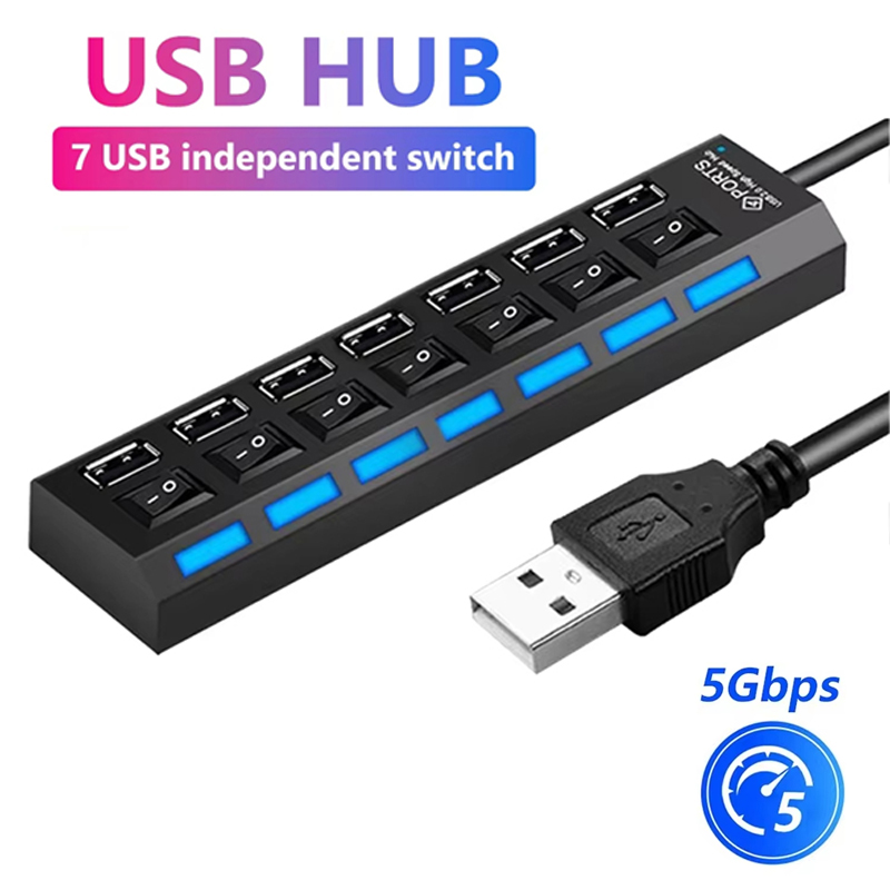 7 Port USB 2.0 Hub Splitter Fo - Usb Hub 7 Port recension och pris